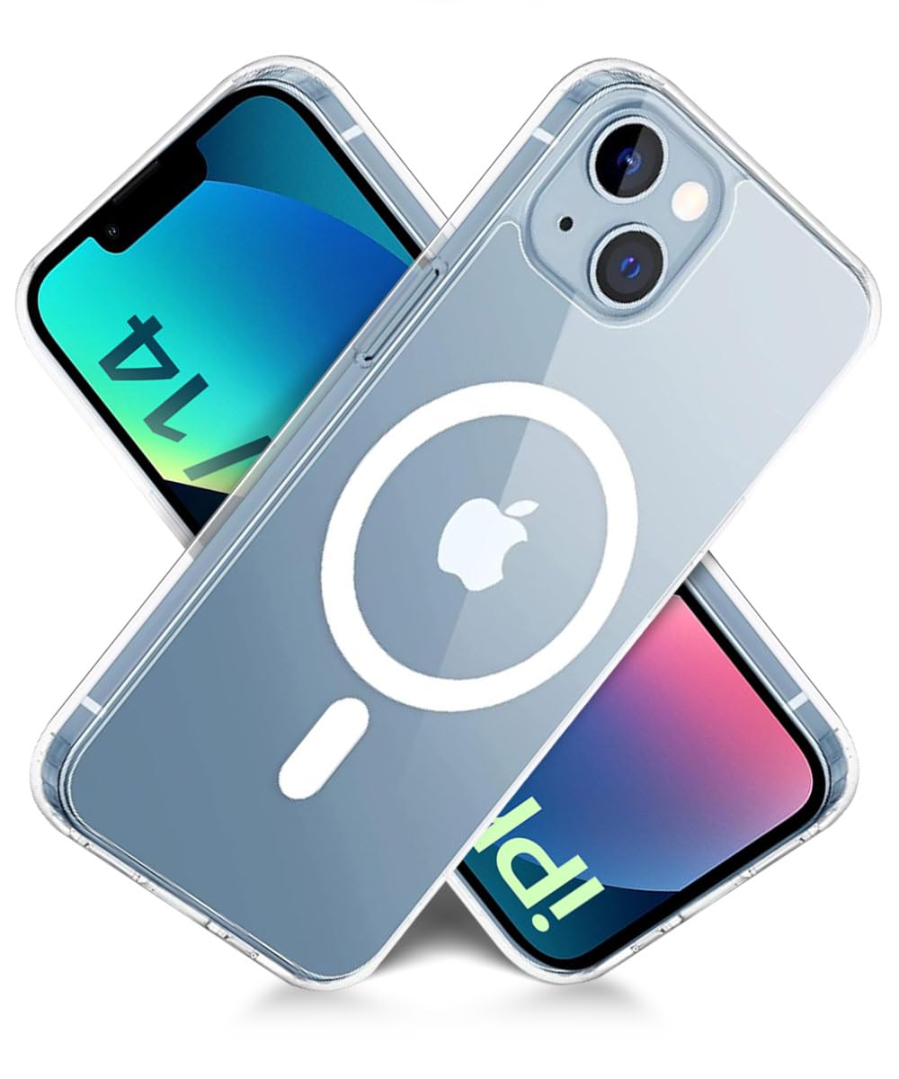 Crystal Ultra-Hybrid Back Case Cover for iPhone 13/14 | MagSafe Compatible | Sleek Hard Crystal Clear Back | Shockproof Mobile Case (Transparent)