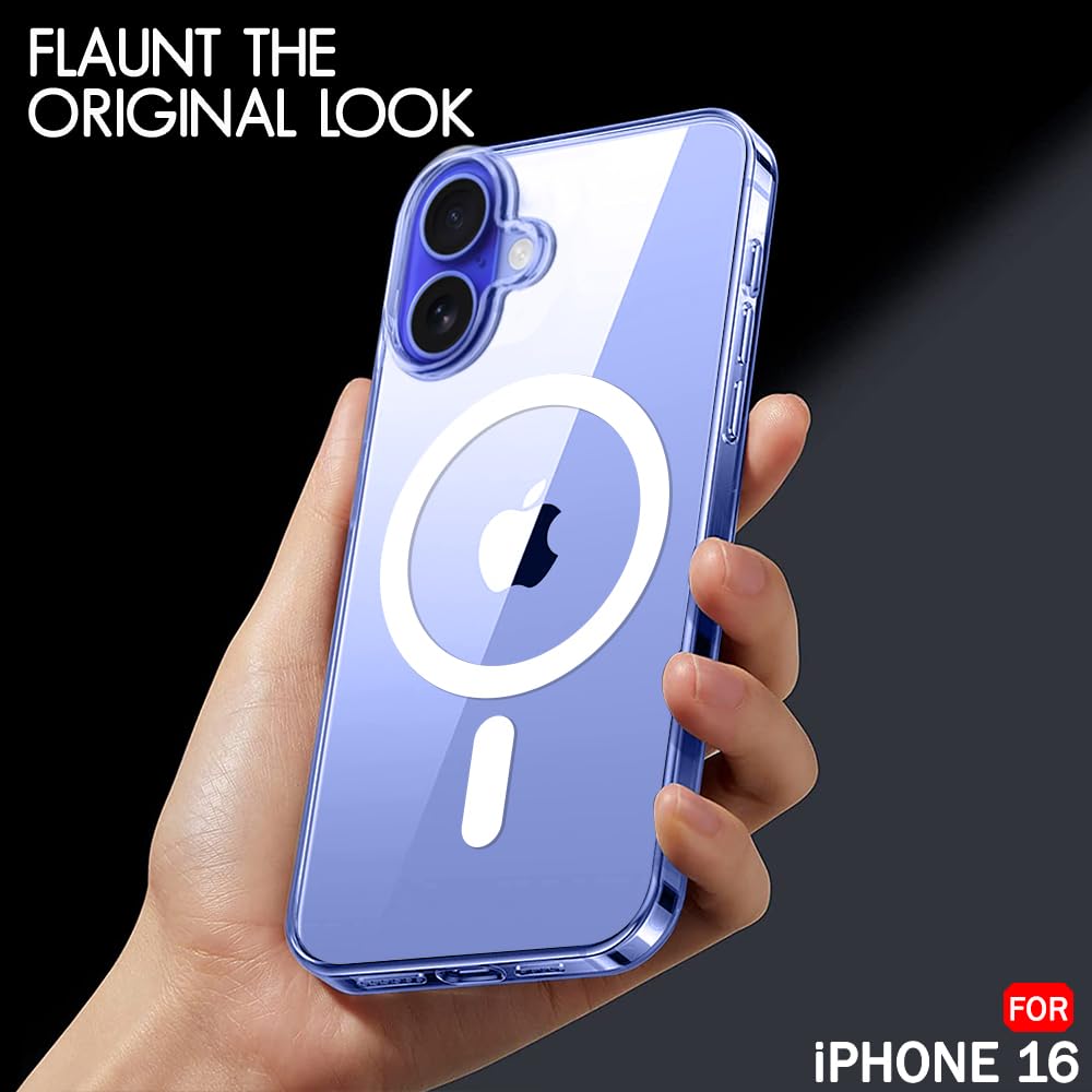 Crystal Ultra-Hybrid Back Case Cover for iPhone 16 Compatible with MagSafe | Camera Protection | Hard Crystal Clear Back | Shockproof Bumper Case Cover for iPhone 16 (PC & TPU, Transparent)