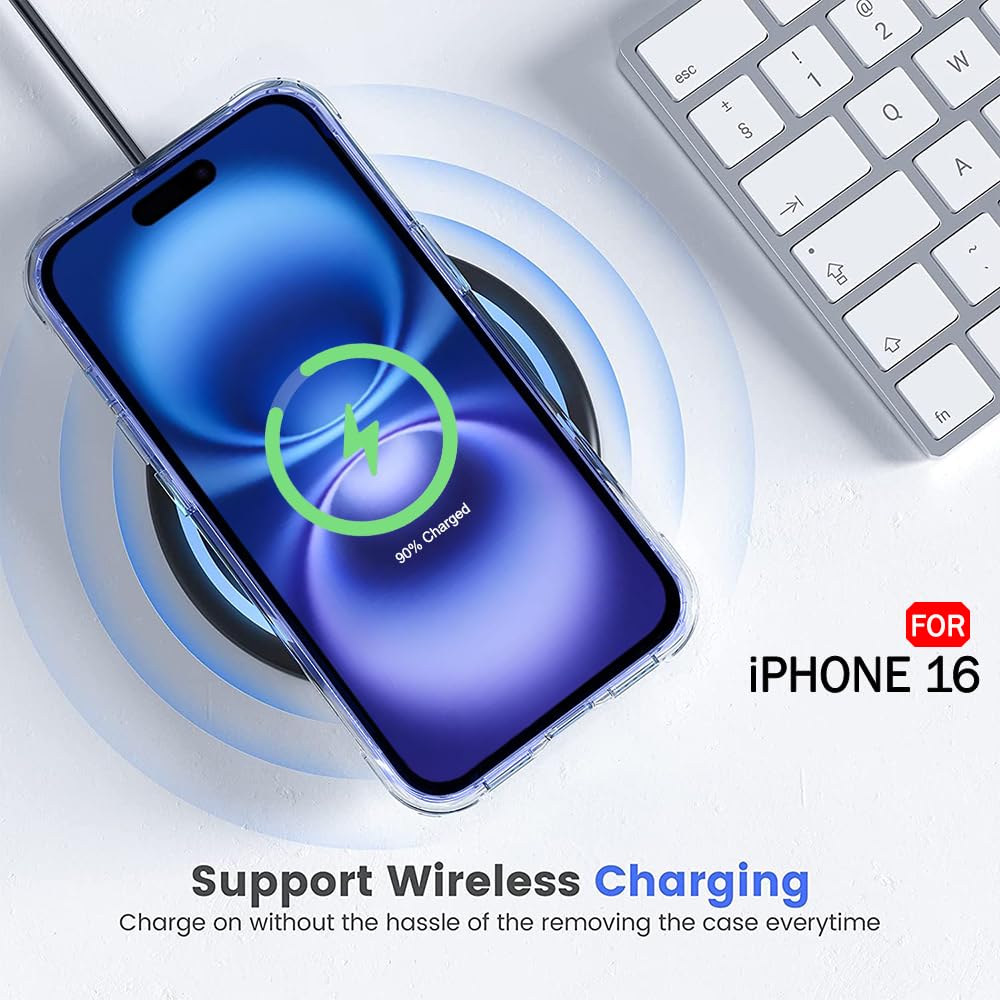 Crystal Ultra-Hybrid Back Case Cover for iPhone 16 Compatible with MagSafe | Camera Protection | Hard Crystal Clear Back | Shockproof Bumper Case Cover for iPhone 16 (PC & TPU, Transparent)