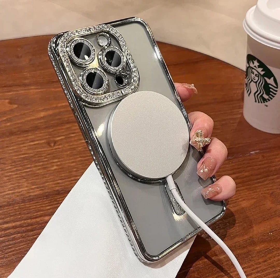 Black Diamond Case Compatible with iPhone 12, Cute Soft Clear Rhinestone Diamond Glitter Cover Women & Girls Compatible with MagSaf Camera Lens Protection Cases for iPhone 12