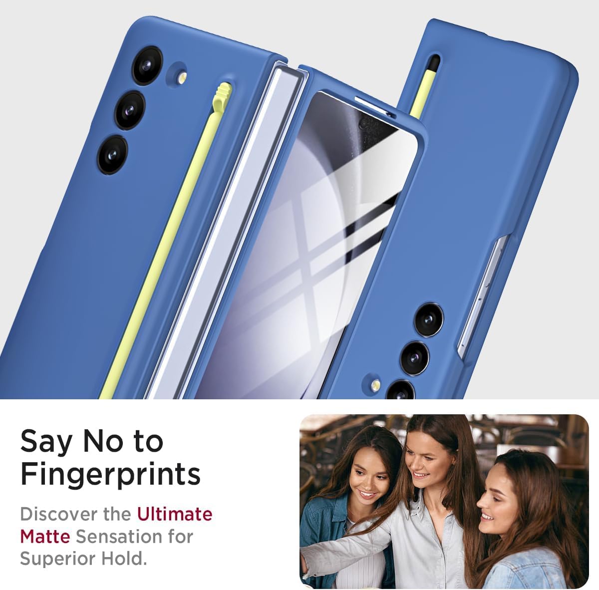 Soft & Ultra Slim Premium Case For Samsung Galaxy Z Fold 7 Case With Built In Screen Protector With Compact S Pen Holder & Storage Slot,Protective Phone Case For Z Fold 7 Back Cover-Blue