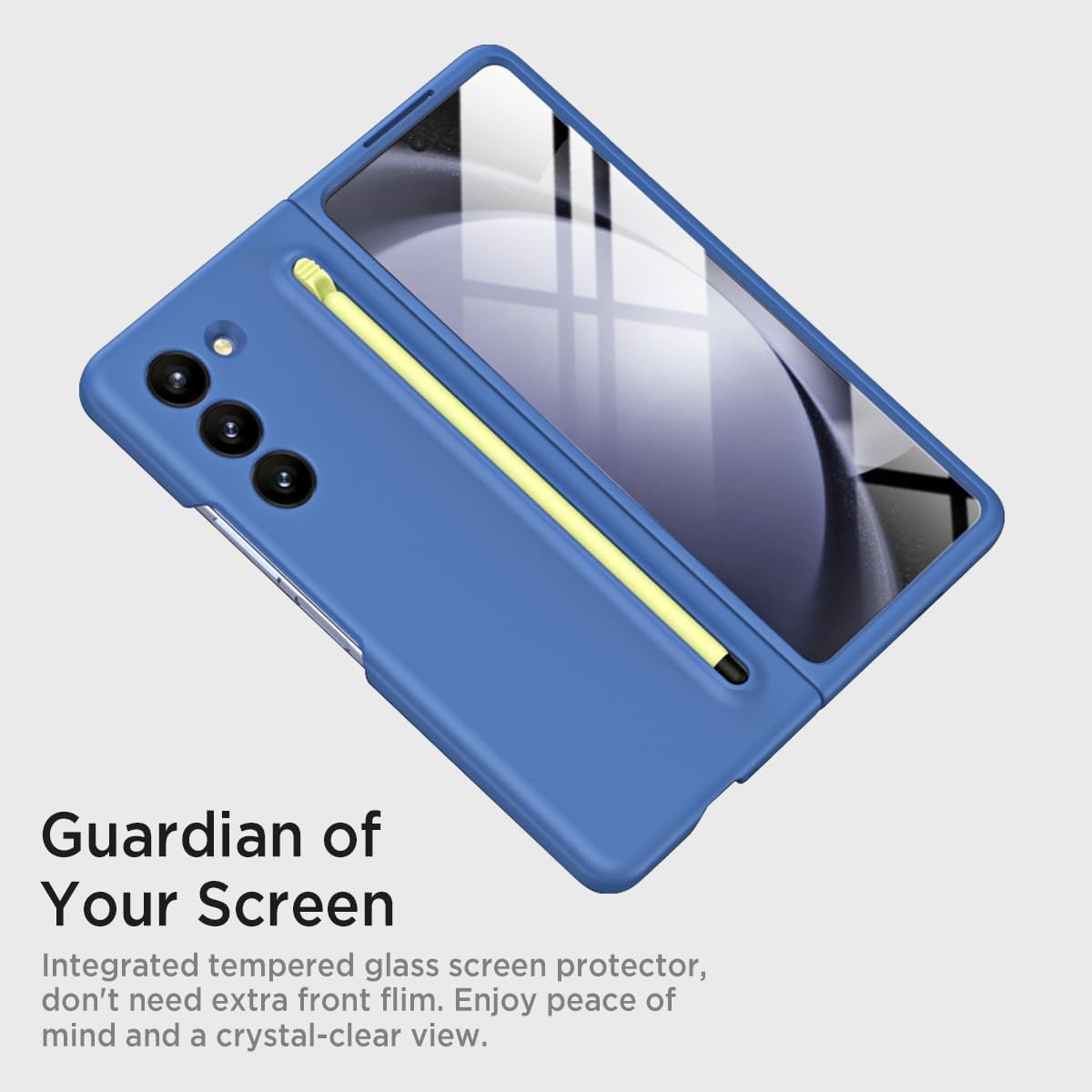 Soft & Ultra Slim Premium Case For Samsung Galaxy Z Fold 7 Case With Built In Screen Protector With Compact S Pen Holder & Storage Slot,Protective Phone Case For Z Fold 7 Back Cover-Blue