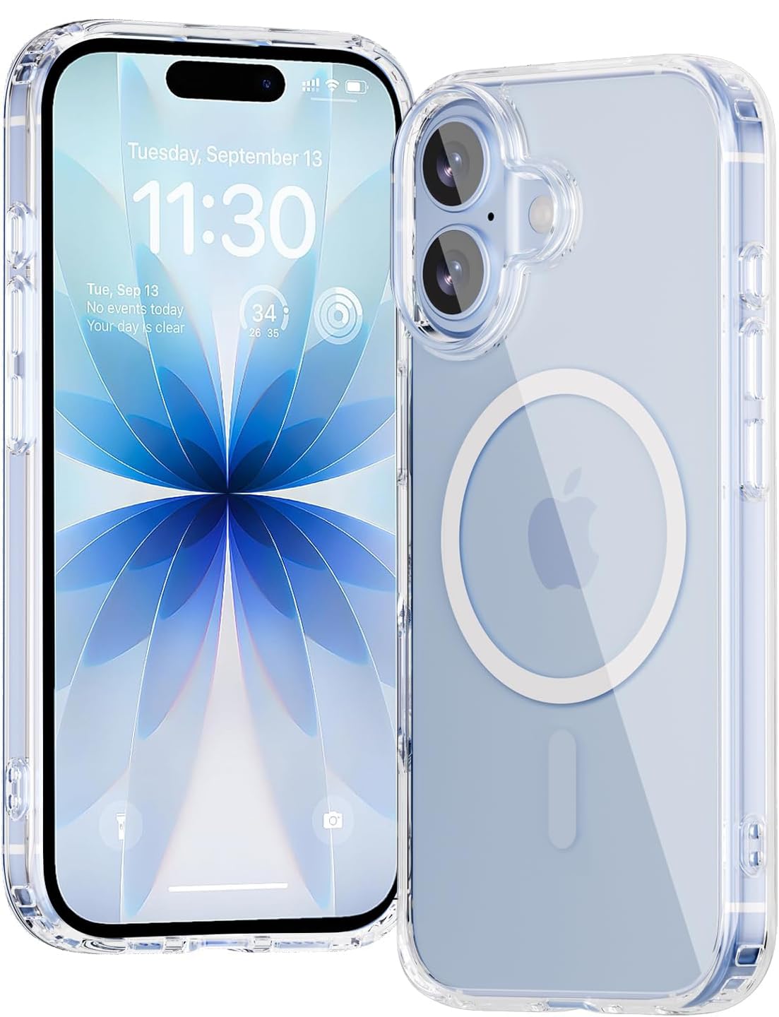 Crystal Polycarbonate (Case for iPhone 17) Compatible with Mag-Safe Wireless Charging, Shockproof Phone Bumper Cover, Back Case Cover for iPhone 17 (Clear Magsafe Case)