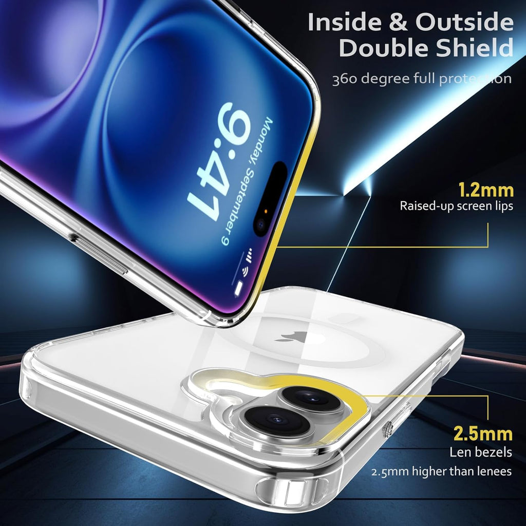 Crystal Polycarbonate (Case for iPhone 17) Compatible with Mag-Safe Wireless Charging, Shockproof Phone Bumper Cover, Back Case Cover for iPhone 17 (Clear Magsafe Case)