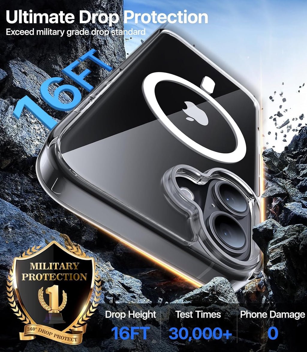 Crystal Polycarbonate (Case for iPhone 17) Compatible with Mag-Safe Wireless Charging, Shockproof Phone Bumper Cover, Back Case Cover for iPhone 17 (Clear Magsafe Case)