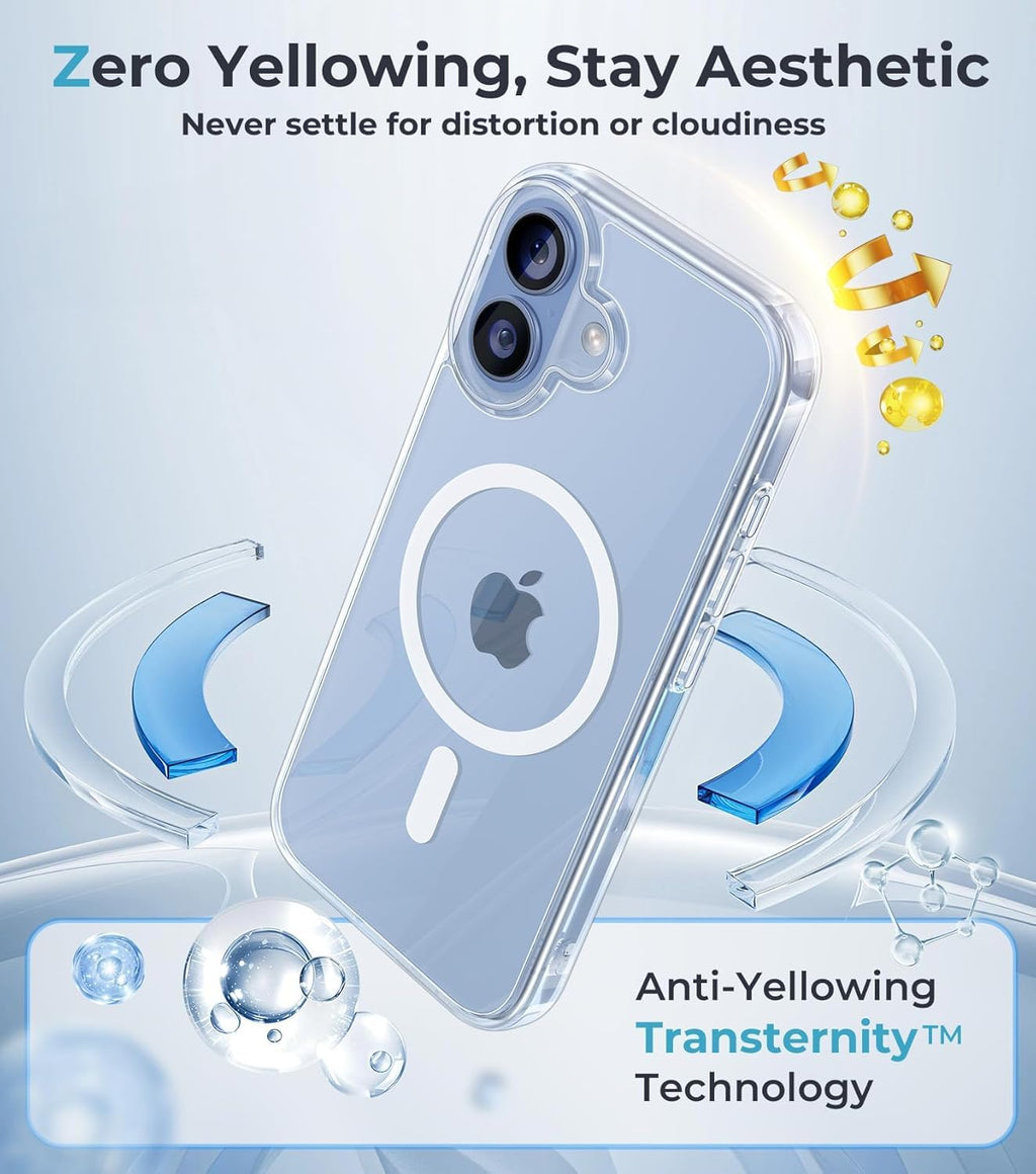 Crystal Polycarbonate (Case for iPhone 17) Compatible with Mag-Safe Wireless Charging, Shockproof Phone Bumper Cover, Back Case Cover for iPhone 17 (Clear Magsafe Case)