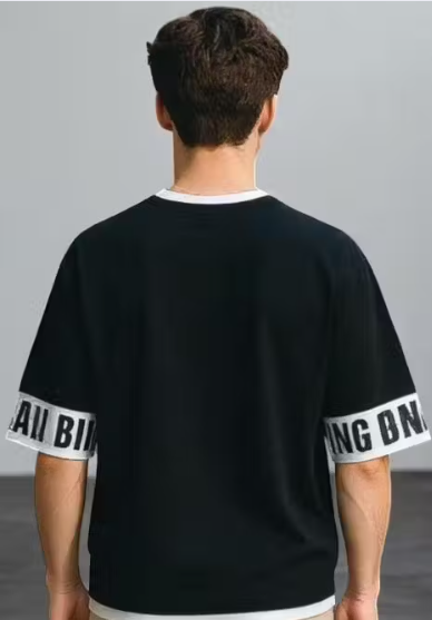 JAPANY Text Signature Soft-Feel Crewneck T-Shirt