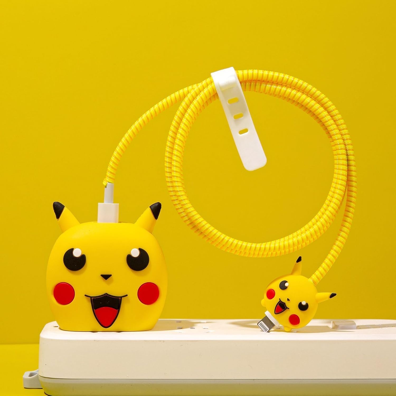 Pikachu Charger Case Cover with Full Cable Protector 3D Cute Pattern Compatible for iPhone Charger Only 18W & 20W iPhone 16,iPhone 13,iPhone 15,iPhone 14 (Yellow Cat)