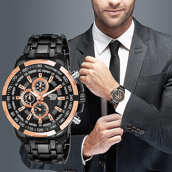 SWADESI STUFF Band Chronograph Luxury Quartz Analog Stainless Steel Watch for Men