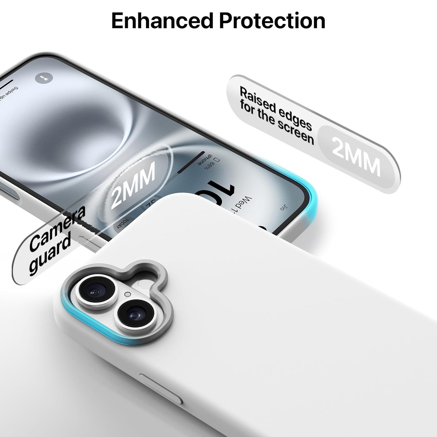 Max Silicon Back Cover Case for iPhone 16 Plus Scratch Resistant TPU Shockproof 6ft Feet Drop Protection Support Mag-Safe Wireless Charging