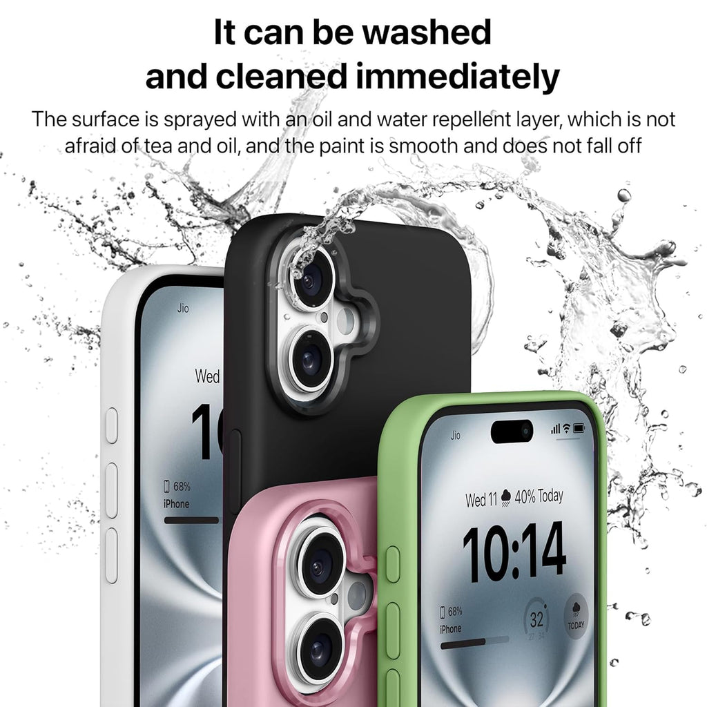 Max Silicon Back Cover Case for iPhone 16 Plus Scratch Resistant TPU Shockproof 6ft Feet Drop Protection Support Mag-Safe Wireless Charging