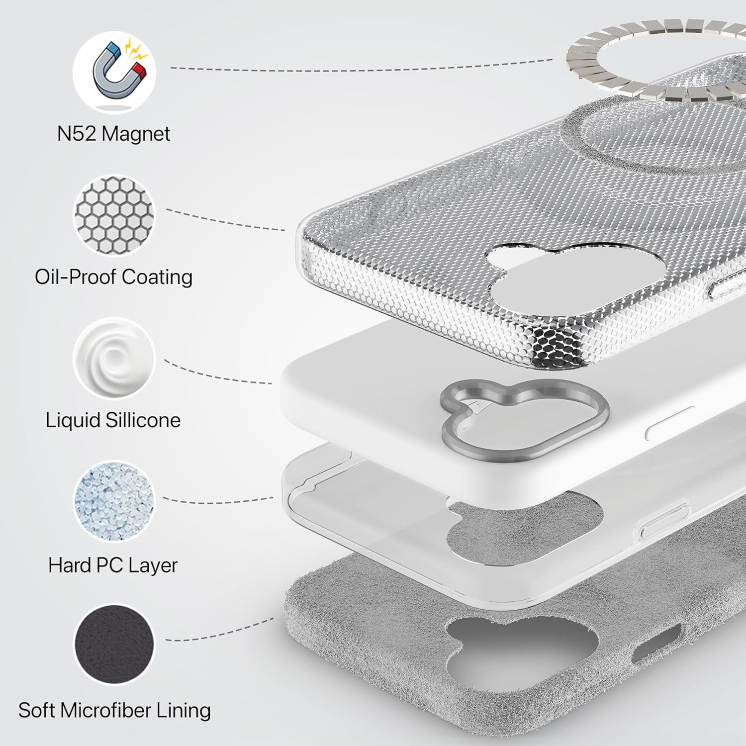 Max Silicon Back Cover Case for iPhone 16 Plus Scratch Resistant TPU Shockproof 6ft Feet Drop Protection Support Mag-Safe Wireless Charging