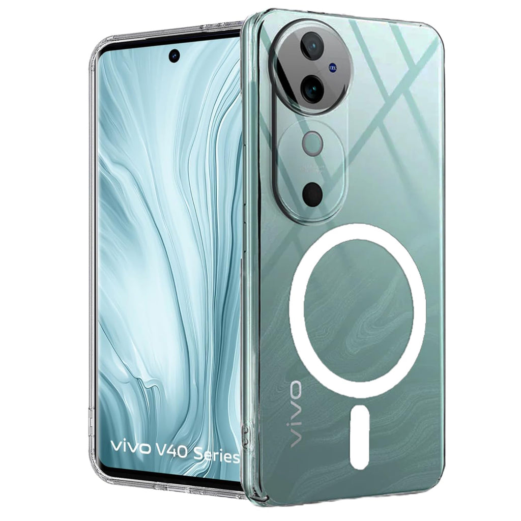 CLEAR Shockproof Ultra-Hybrid Back Cover for Vivo V40 / V40 Pro (5G) | Crystal Clear Slim Transparent Case | Stylish Design | Compatible Only with Magnetic Accessories – Clear