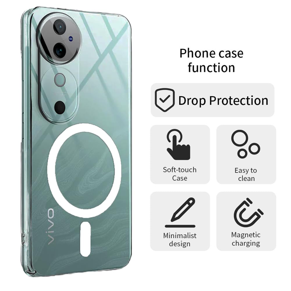 CLEAR Shockproof Ultra-Hybrid Back Cover for Vivo V40 / V40 Pro (5G) | Crystal Clear Slim Transparent Case | Stylish Design | Compatible Only with Magnetic Accessories – Clear