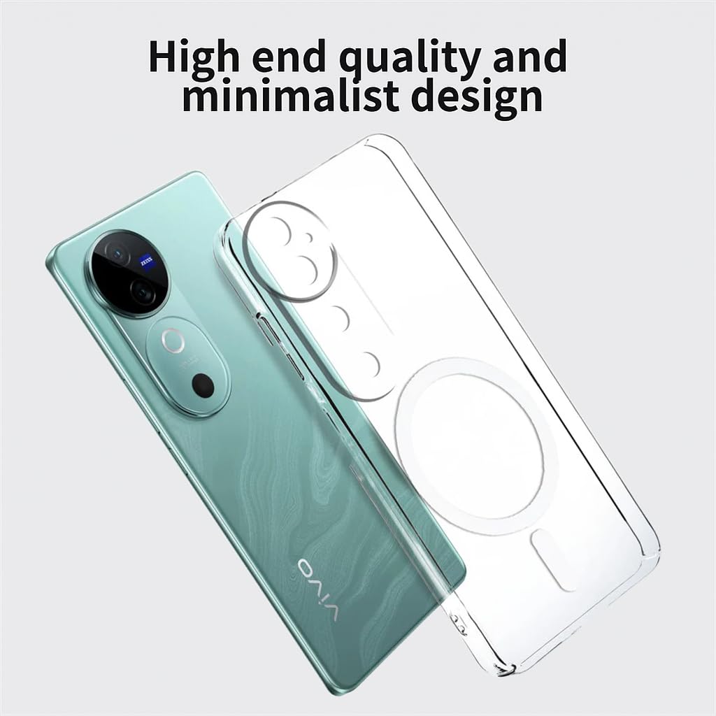 CLEAR Shockproof Ultra-Hybrid Back Cover for Vivo V40 / V40 Pro (5G) | Crystal Clear Slim Transparent Case | Stylish Design | Compatible Only with Magnetic Accessories – Clear
