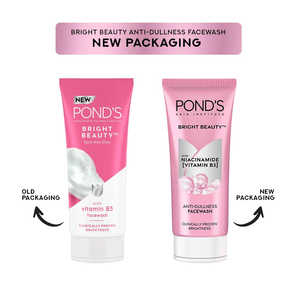 POND's Bright Beauty Infused with vitamin B3 & Niacinamide for Anti Dullness & glass skin shine Face Wash  Pack of 2(200 x 2)g