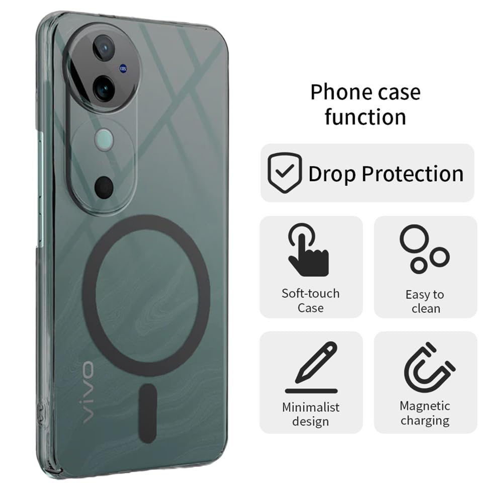 CLEAR Shockproof Ultra-Hybrid Back Cover for Vivo V40 / V40 Pro (5G) | Crystal Clear Slim Transparent Case | Stylish Design | Compatible Only with Magnetic Accessories – Clear