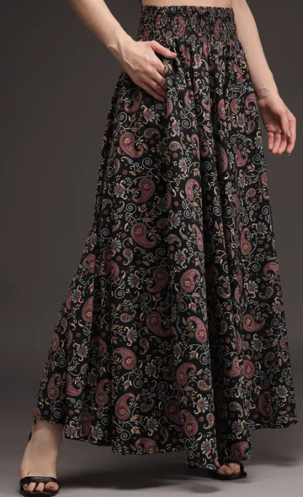 Women Flared Multicolour Viscose Rayon Trousers